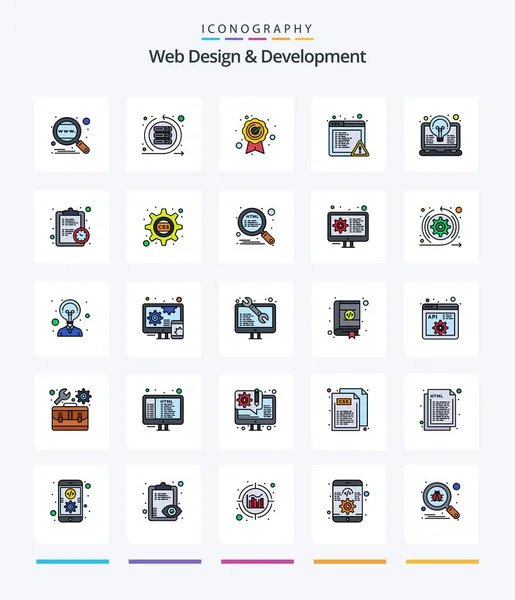 Creative Web Design Development Line Filled Icon Pack Coding Error — Stock vektor
