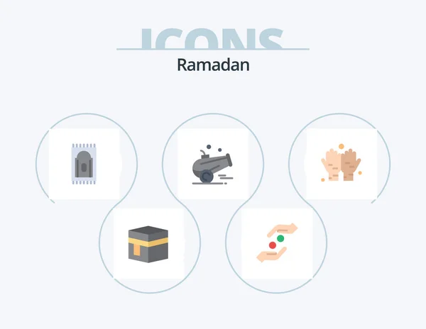 Ramadan Flat Icon Pack Icon Design Dua Islam Help Iftar — Stock Vector