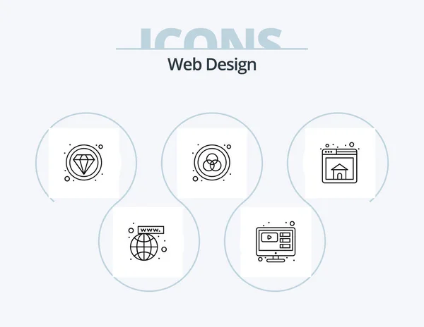 Web Design Line Icon Pack Icon Design Color Mobile Design — Stock Vector