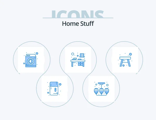 Home Stuff Blue Icon Pack Icon Design Furniture Study File — стоковый вектор