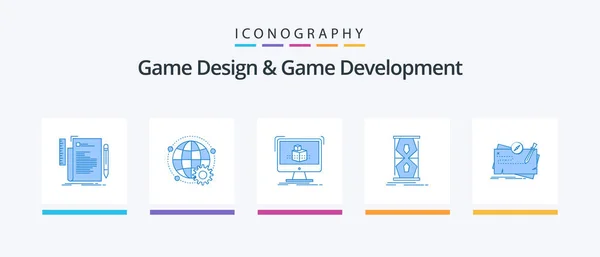 Game Design Game Development Blue Icon Pack Including Early Access — Vetor de Stock
