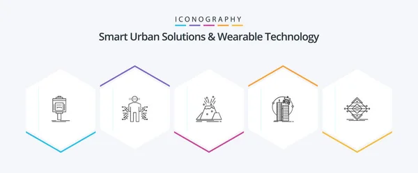 Smart Urban Solutions Wearable Technology Line Icon Pack Including Technology — Stockvektor