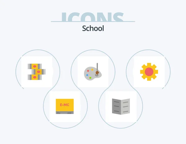 School Flat Icon Pack Icon Design Setting Library Education Edit — 图库矢量图片