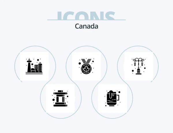 Canada Glyph Icon Pack Icon Design Lamp Canada Leaf Canada — Wektor stockowy