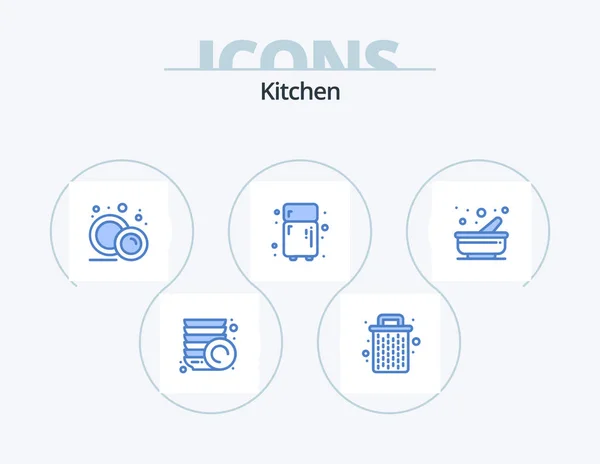Kitchen Blue Icon Pack Icon Design Pestle Kitchen Food Cooking — Wektor stockowy