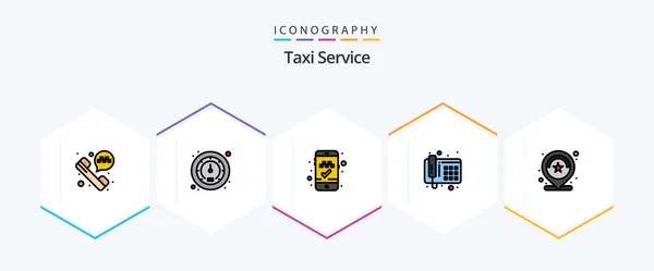 Taxi Service Filledline Icon Pack Including Review Mobile App Rating — Stock Vector