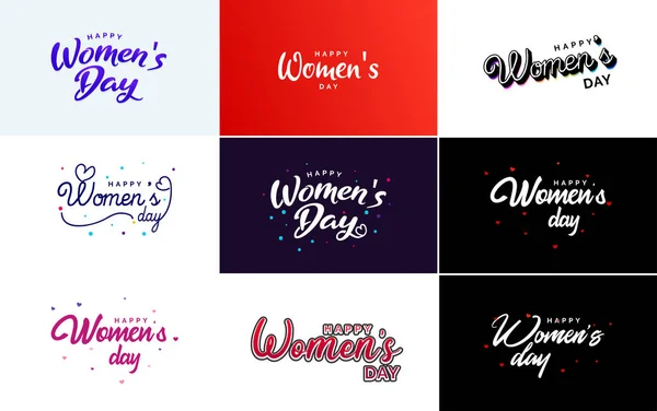 3月8日 Happy Women Day をテーマにしたタイポグラフィデザイン — ストックベクタ