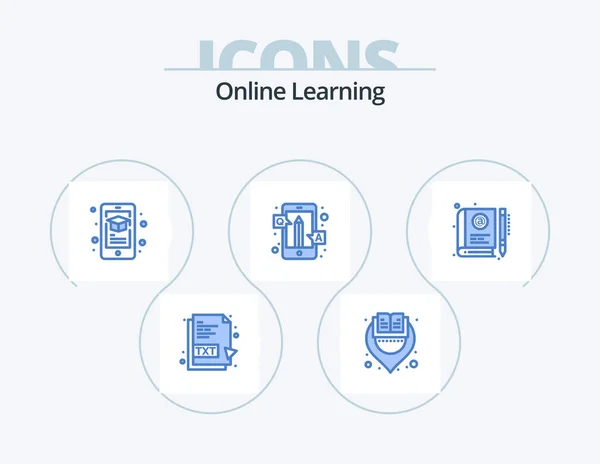 Online Learning Blue Icon Pack Icon Design Book Education Online — Stock vektor