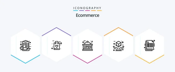 Ecommerce Line Icon Pack Including Cheaque Package Faq Insurance Delivery — Διανυσματικό Αρχείο