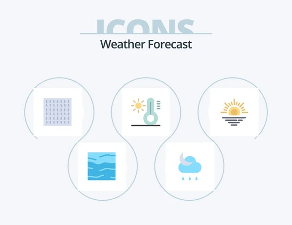 Weather Flat Icon Pack Icon Design Weather Sun Weather Temperature — Stockvector