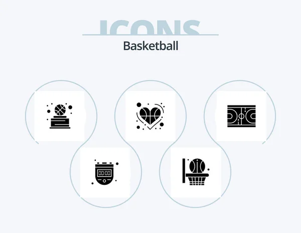 Basketball Glyph Icon Pack Icon Design Game Player Sport Love — Wektor stockowy