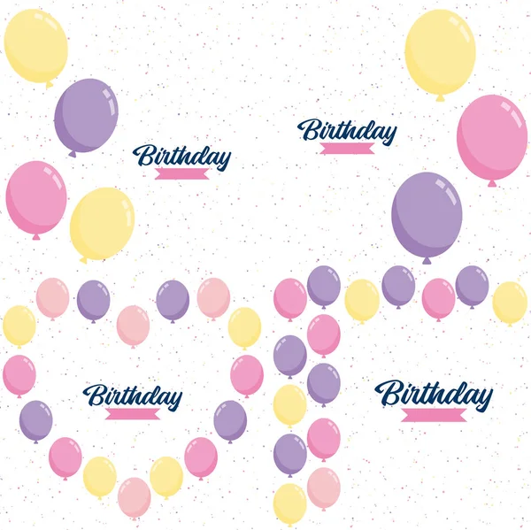 Happy Birthday Written Decorative Vintage Font Background Party Streamers Confetti — Stock Vector