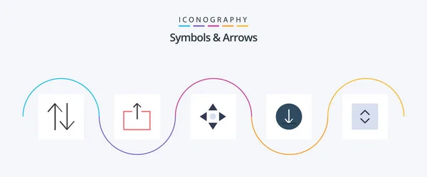 Symbols Arrows Flat Icon Pack Including Navigate Enlarge — Image vectorielle