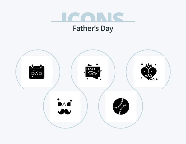 Fathers Day Glyph Icon Pack Icon Design Father Accessories Calendar — Stock Vector