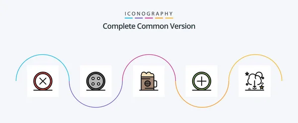 Complete Common Version Line Filled Flat Icon Pack Including Create — Stock Vector