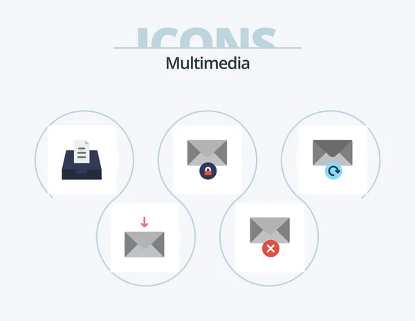 Multimedia Flat Icon Pack Icon Design Mailbox Retry Mail — Archivo Imágenes Vectoriales
