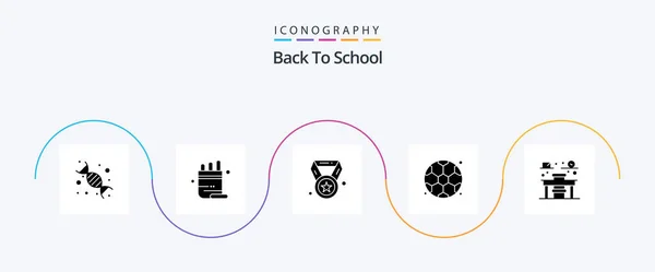 Back School Glyph Icon Pack Including Education Football Pencil Back — Stockový vektor