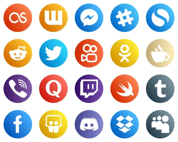Unique Social Media Icons Viber Twitter Caffeine Icons Versatile Premium — Stock Vector