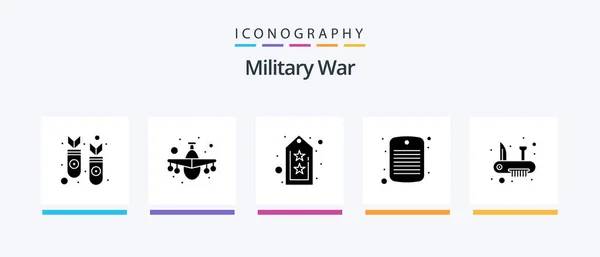 Military War Glyph Icon Pack Including Knife Dog Tag Army — Stock vektor