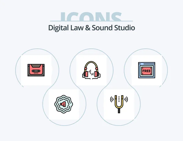 Digital Law Sound Studio Line Filled Icon Pack Icon Design — Stock Vector