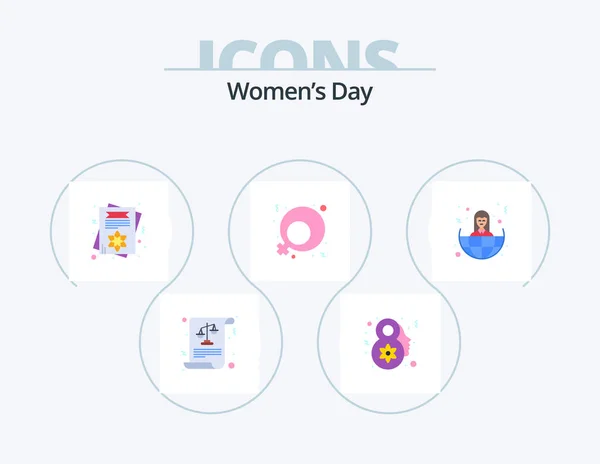 Womens Day Flat Icon Pack Icon Design Women Business Day — ストックベクタ