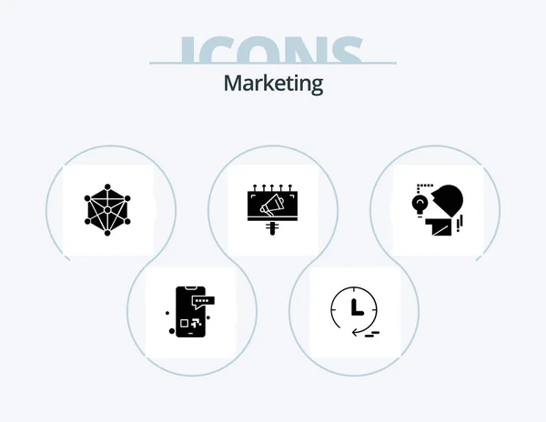 Marketing Glyph Icon Pack Icon Design Mind Marketing Data Billboard — Wektor stockowy