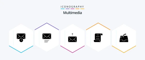 Multimedia Glyph Icon Pack Including Script — Vetor de Stock