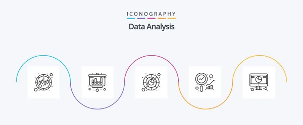Data Analysis Line Icon Pack Inklusive Digital Analys Online Databas — Stock vektor