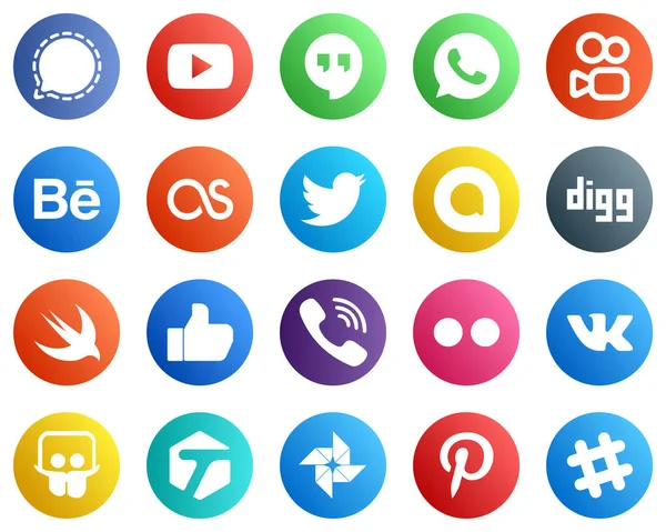 Stylowe Ikony Mediów Społecznościowych Takich Jak Viber Przykład Ujrzeć Szybkie — Wektor stockowy