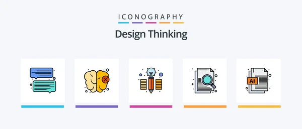Design Thinking Line Filled Icon Pack Including Message Chat Brush — ストックベクタ