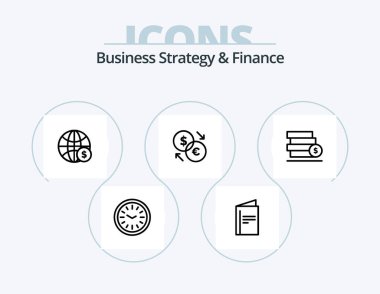 Business Strategy And Finance Line Icon Pack 5 Icon Design. gear. cog. back. business. dollar