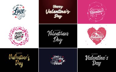 Happy Valentine's Day greeting card template with a romantic theme and a red color scheme