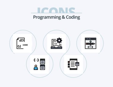 Programming And Coding Line Filled Icon Pack 5 Icon Design. computer. app. development. management. develop
