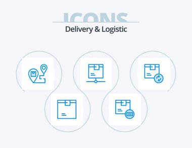 Delivery And Logistic Blue Icon Pack 5 Icon Design. network. delivery. shipping. shipping. location