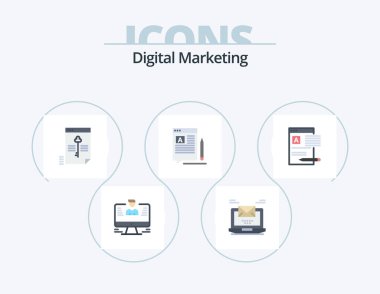Digital Marketing Flat Icon Pack 5 Icon Design. edit. blog. email. data. lock