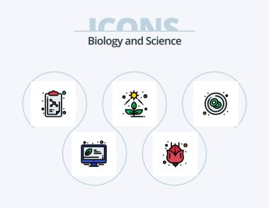 Biology Line Filled Icon Pack 5 Icon Design. molecule. lesson. tube. tubes. experiment