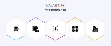 Modern Business 25 Glyph icon pack including chair. table. abilities. skills. man