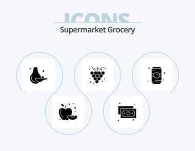Grocery Glyph Icon Pack 5 Icon Design. . drink. avocado. coffee. bottle