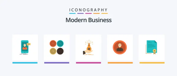 Modern Business Flat Icon Pack Incluindo Dívida Negócios Relógios Escritório — Vetor de Stock