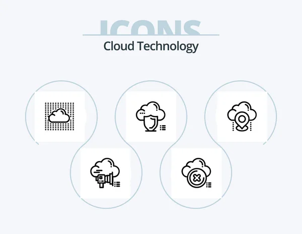 Cloud Technology Line Icon Pack Icon Design Data Cloud Connect — 图库矢量图片