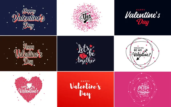Happy Valentine Day Typography Design Heart Shaped Balloon Gradient Color — Stock vektor