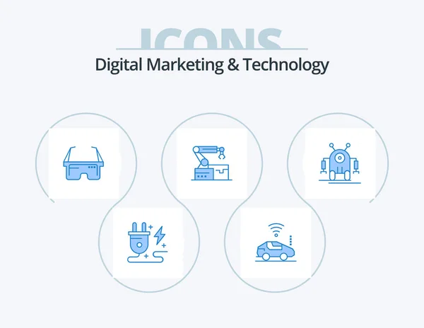 Digital Marketing Technology Blue Icon Pack Icon Design Robotic Technology — Vetor de Stock