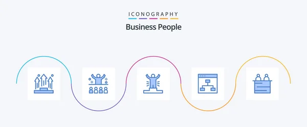 Business People Blue Icon Pack Including Group Browser Motivation Success — Wektor stockowy