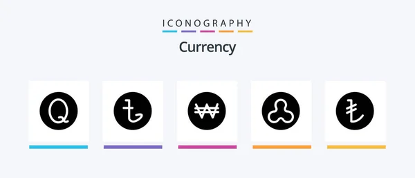 Currency Glyph Icon Pack Including Blockchain Taka Ripple Money Creative — Vetor de Stock