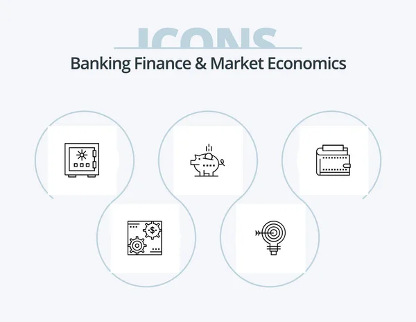 Banking Finance Market Economics Line Icon Pack Icon Design Analysis — Stok Vektör