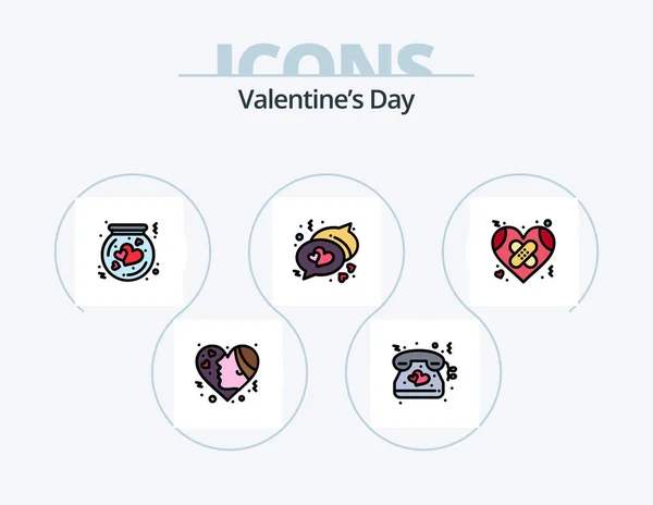 Valentines Day Line Filled Icon Pack Icon Design Love Healthcare — Stock Vector