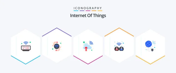 Internet Things Flat Icon Pack Including Network Global Wave Wifi — Vetor de Stock