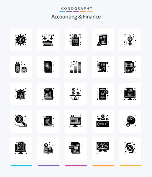 Creative Accounting Finance Glyph Solid Black Icon Pack Calculate Profit — Vector de stock