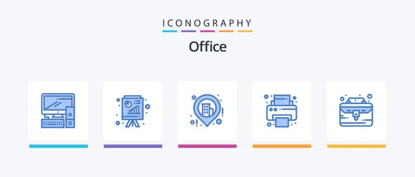 Office Blue Icon Pack Including Thing Case Business Business Case — Wektor stockowy