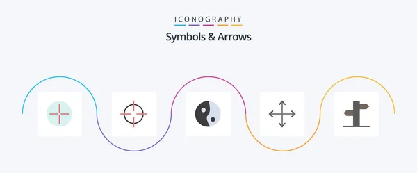 Symbols Arrows Flat Icon Pack Including Direction Yin Arrows Opposites — Vetor de Stock